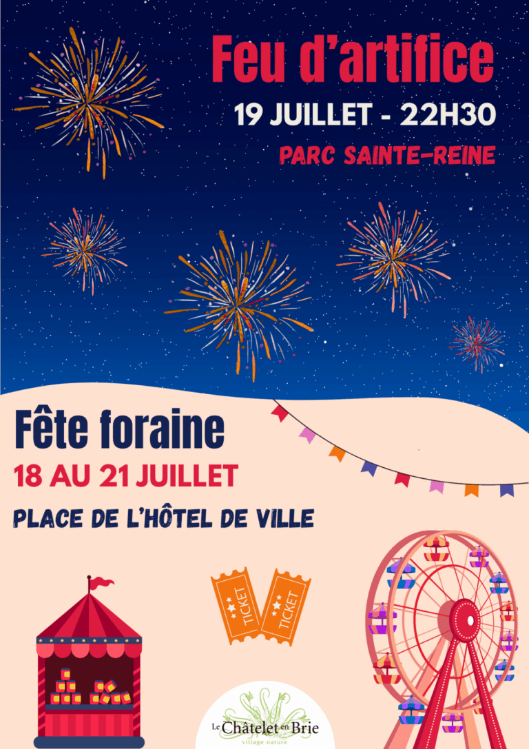 Feu d’artifice et fête foraine au Châtelet-en-Brie