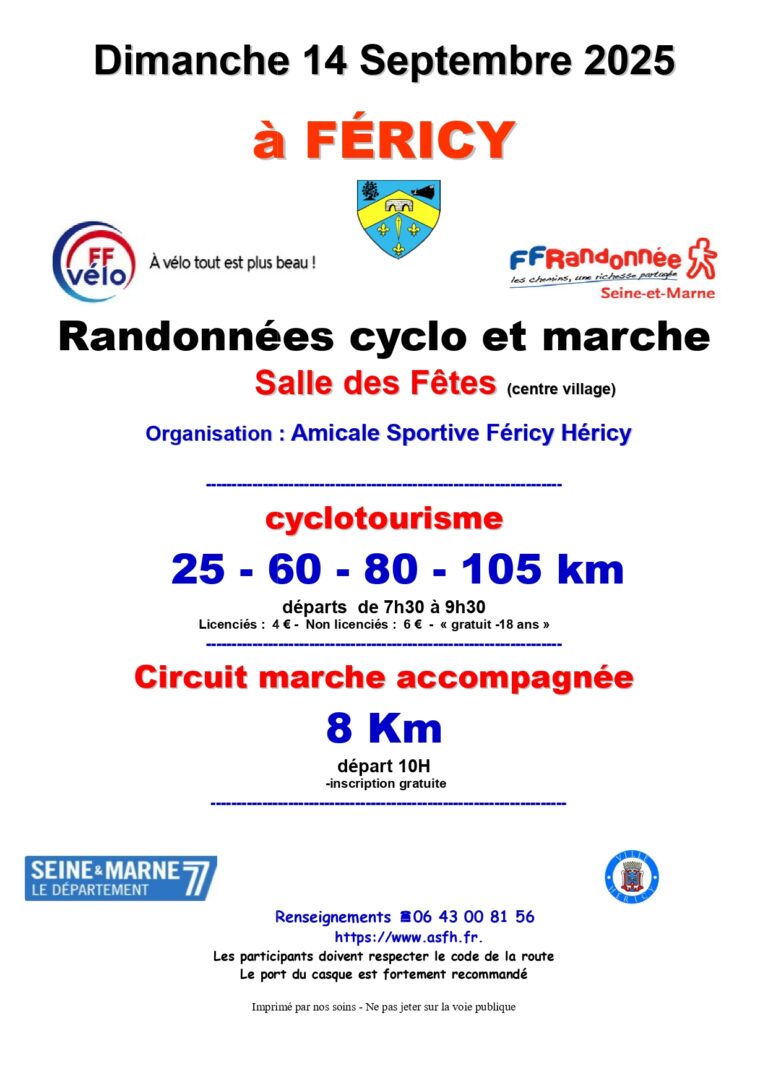 Randonnée cyclotouristique à Féricy