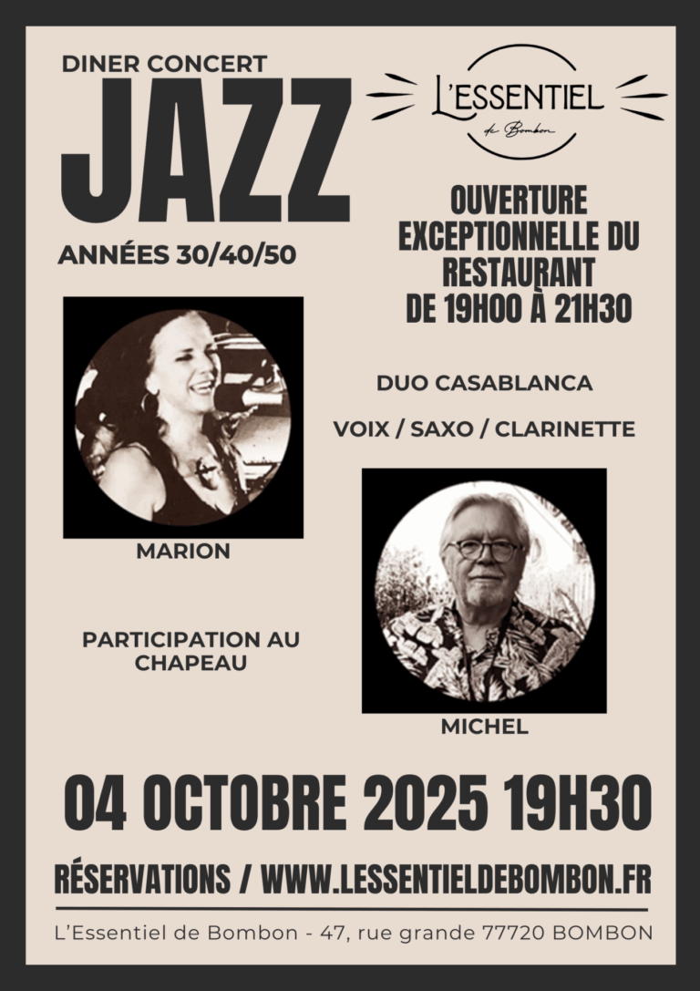 Diner Concert Jazz à Bombon
